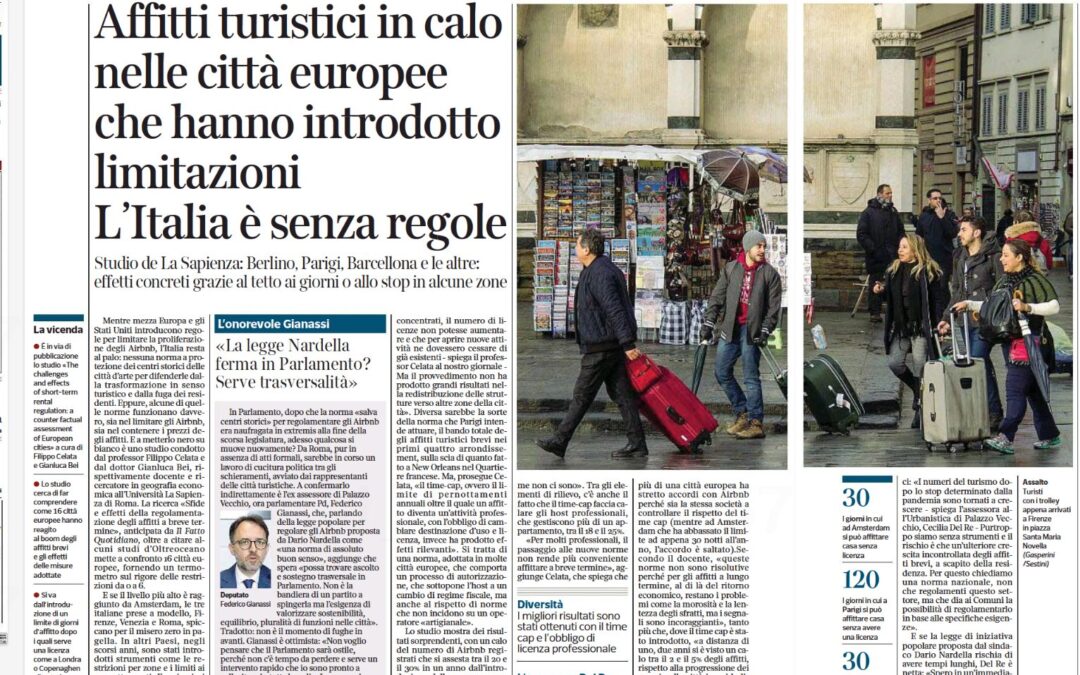 Lo studio di Gianluca Bei e Filippo Celata sul Corriere fiorentino