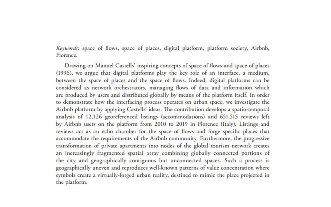 Interfacing the space of flows and the space of places in the platform society. Ten years of Airbnb in Florence